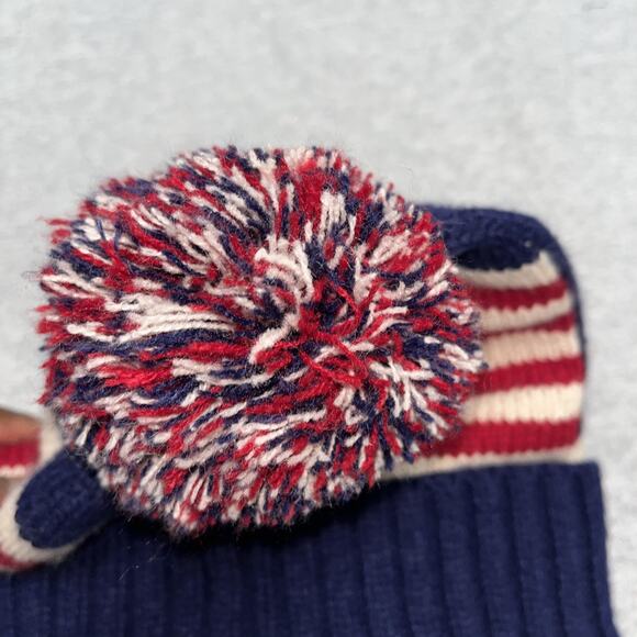 Red White Blue Patriotic Beanie USA American Flag Winter Hat Embroidered Stars - Picture 4 of 4
